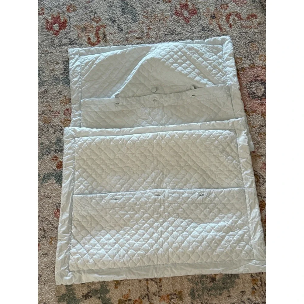 White Vintage Cottage Quilted Floral Medallion Pillow Shams Set of 2 Button
